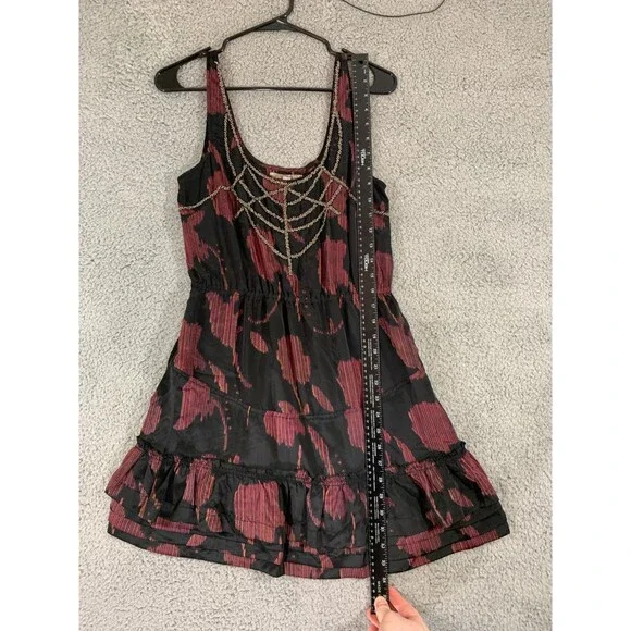 Anthropologie Ecote Beaded Tapestry Dress Red Black Floral Embellished - Picture 10 of 13